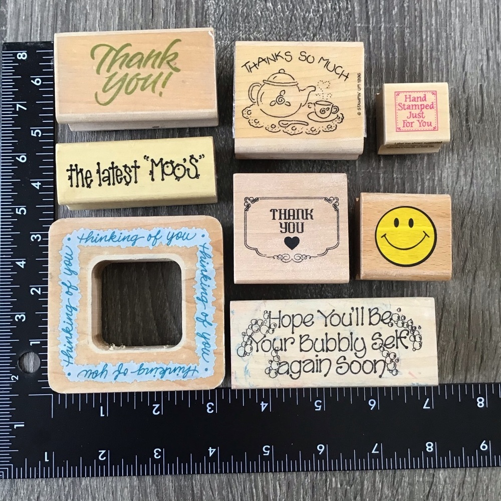 Thanks Thinking of You Mounted Rubber Stamps Bundle of 8